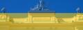 Flag of Ukraine with a picture of WUT main building