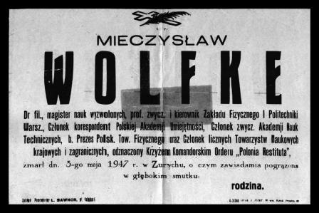 Rys. 20. Nekrolog prof. Mieczysława Wolfkego
