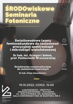 plakat, ŚRODOwiskowe Seminaria Fotoniczne