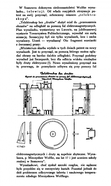 Rys. 14. "Telektroskop bez drutów" - wynalazek młodego Mieczysława Wolfkego